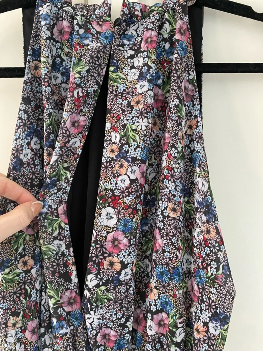 H&M Mulitcolour Floral Chiffon Sleeveless A-Line Dress Size 8 - Picture 8 of 15